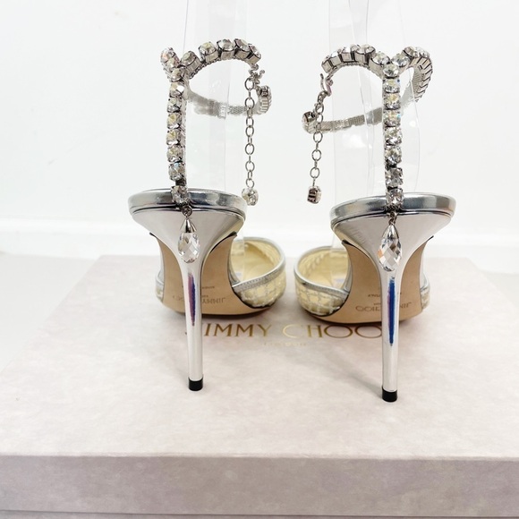 Jimmy Choo Saeda Glitter Crystal Ankle Strap Pumps - Picture 6 of 10